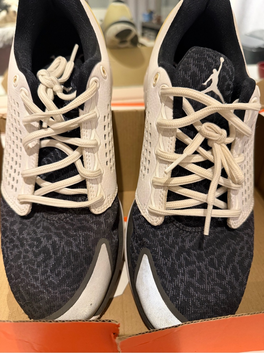 Jordan mens Black and Cream Low-Top Sneakers